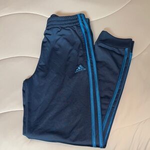 Adidas Kids' Blue Joggers with Light Blue Stripes